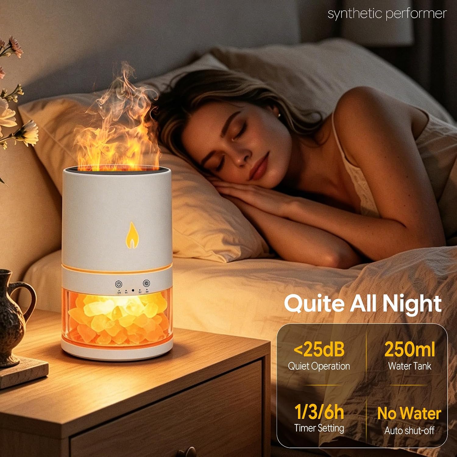 Himalayan Salt Lamp - 5つの機能が1つになったヒマラヤ岩塩ランプ。超音波式アロマディフューザー、クールミスト加湿器、1時間/3時間/6時間タイマー、自動電源オフ機能付き。