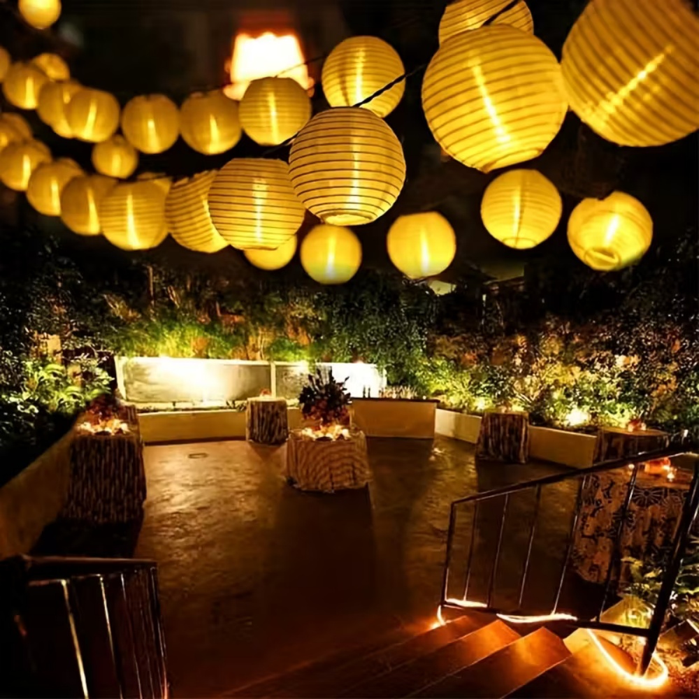 Lantern Paper Solar - 10LED/20LEDペーパーランタンストリングライト、電池式フェアリーライト、室内用ホームフェスティブデコレーション、寝室、結婚式、ホリデーデコレーション用