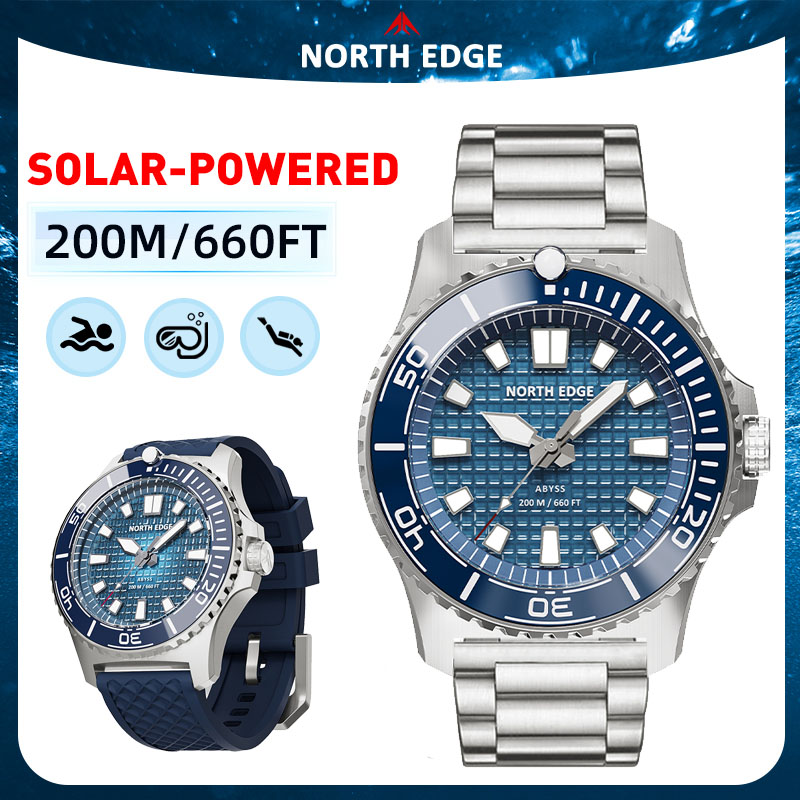 Lantern Paper Solar - NORTH EDGE ABYSS メンズ ソーラーダイビングクォーツウォッチ 200M防水