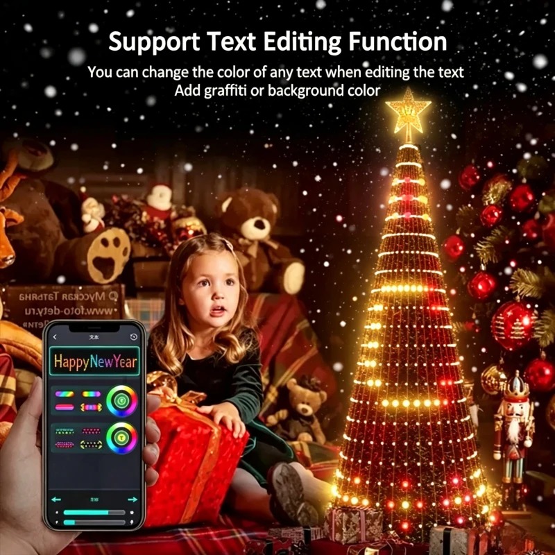 Lighting Christmas Decor - スマートRGBクリスマスツリートッパーライト、Bluetoothアプリで遠隔操作できるLEDスターランプ、タイマー付き、音楽同期、ホリデーデコレーション