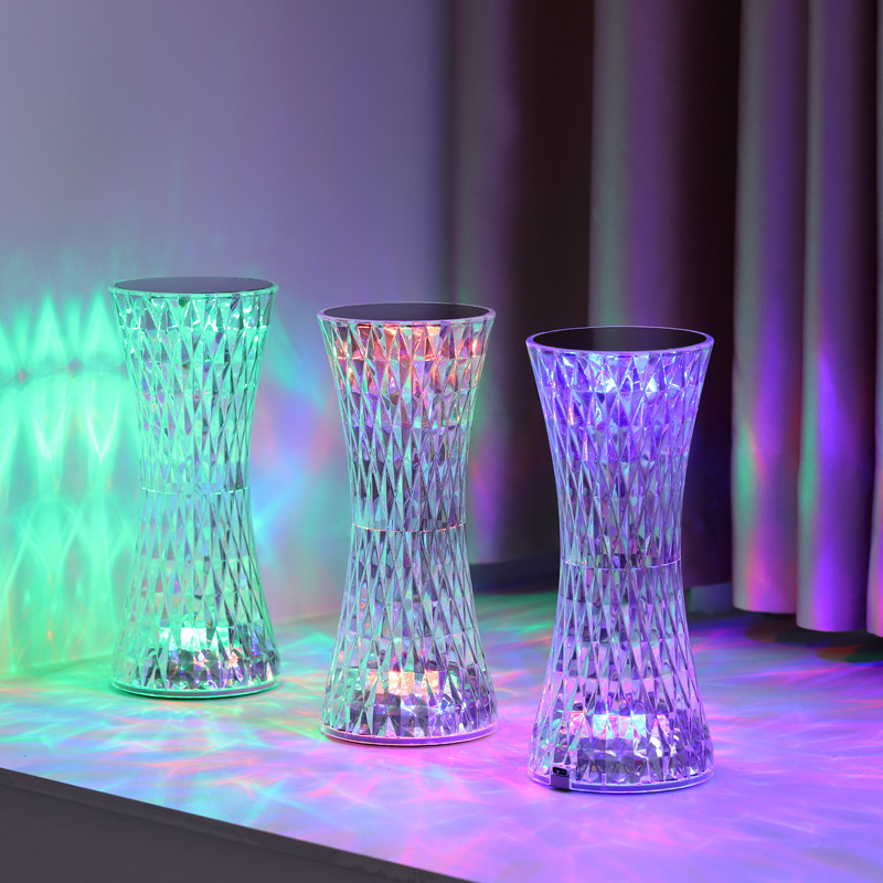 Led Lighting Decor - クリスタルベッドサイドテーブルランプクリスマスアクリル装飾ナイトライト寝室ベッドサイドLED照明ギフトダイヤモンドデスクランプUSB充電式