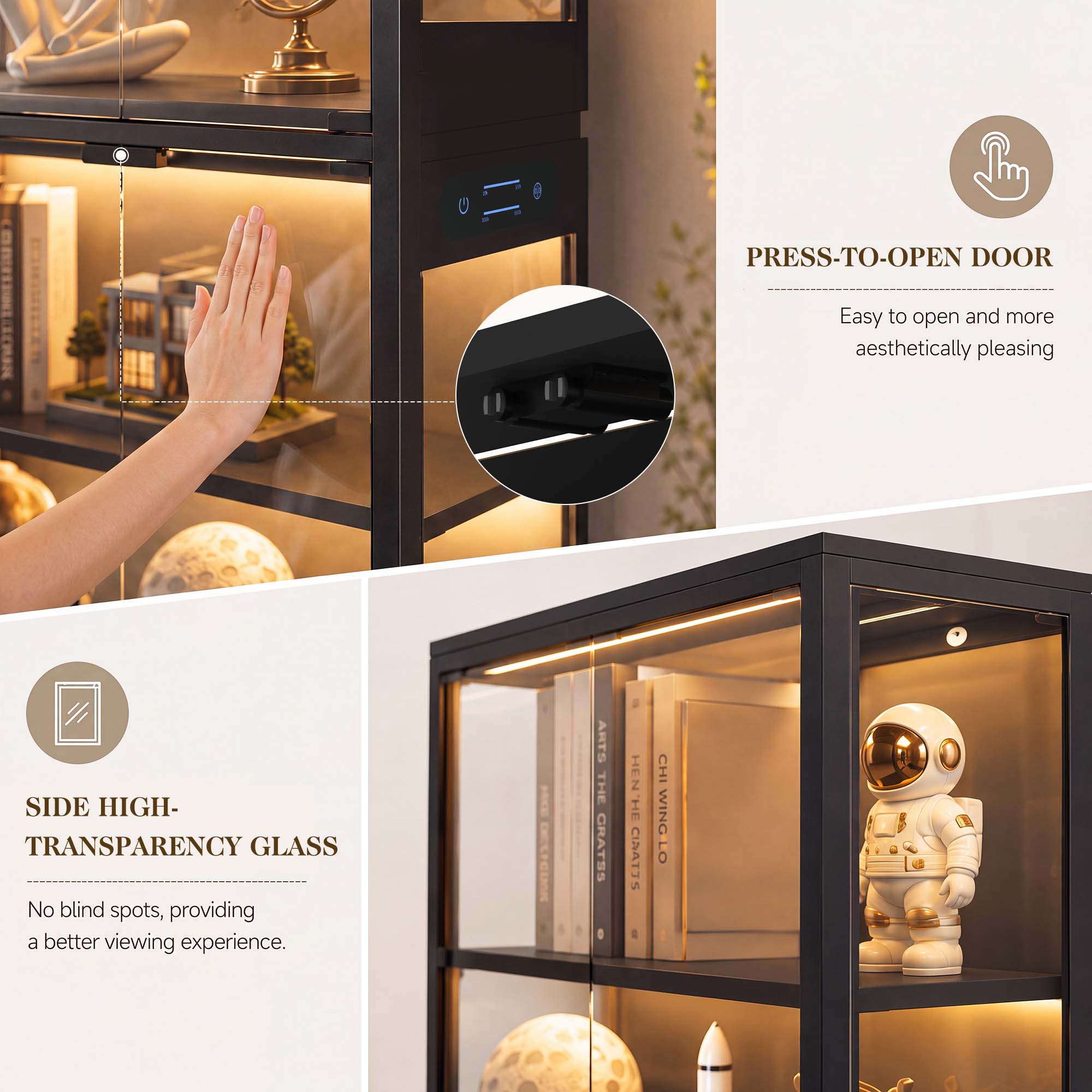 TCGBKAF 5段ディスプレイキャビネット、ガラス扉、モー - Led Lighting Decor のレビューと価格