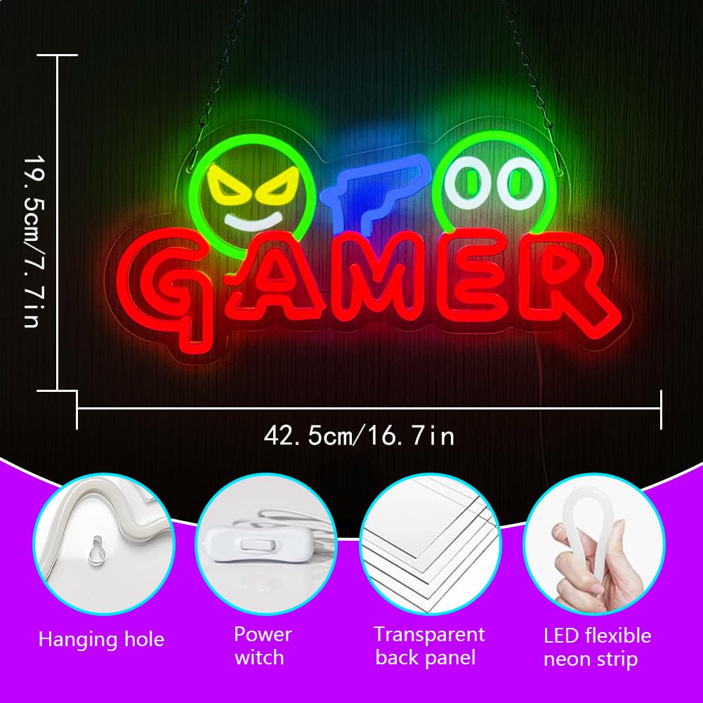 ゲーマー向けネオンサインLEDウォールライト、カスタマイズ可 - Lighting Christmas Decor のレビューと価格