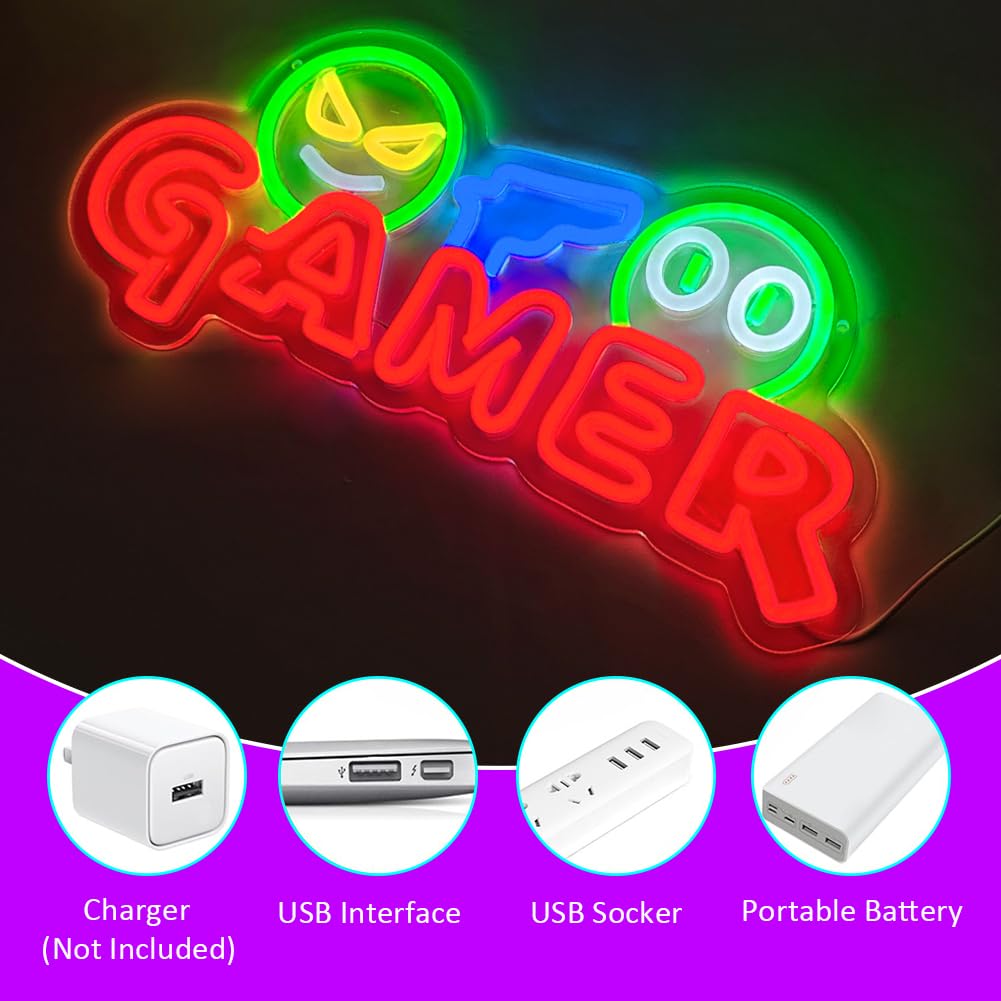 ゲーマー向けネオンサインLEDウォールライト、カスタマイズ可 - Lighting Christmas Decor のレビューと価格