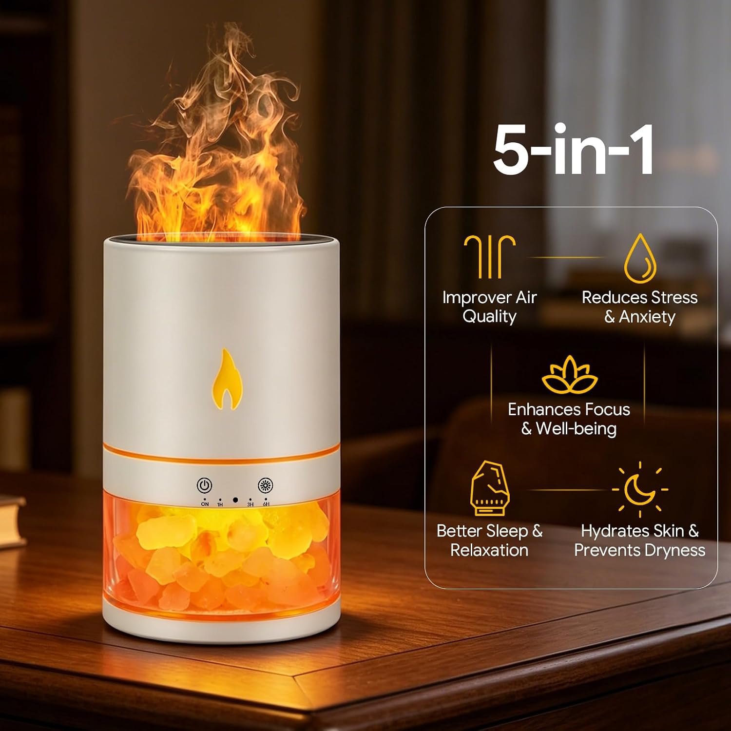 5つの機能が1つになったヒマラヤ岩塩ランプ。超音波式アロマデ - Himalayan Salt Lamp のレビューと価格
