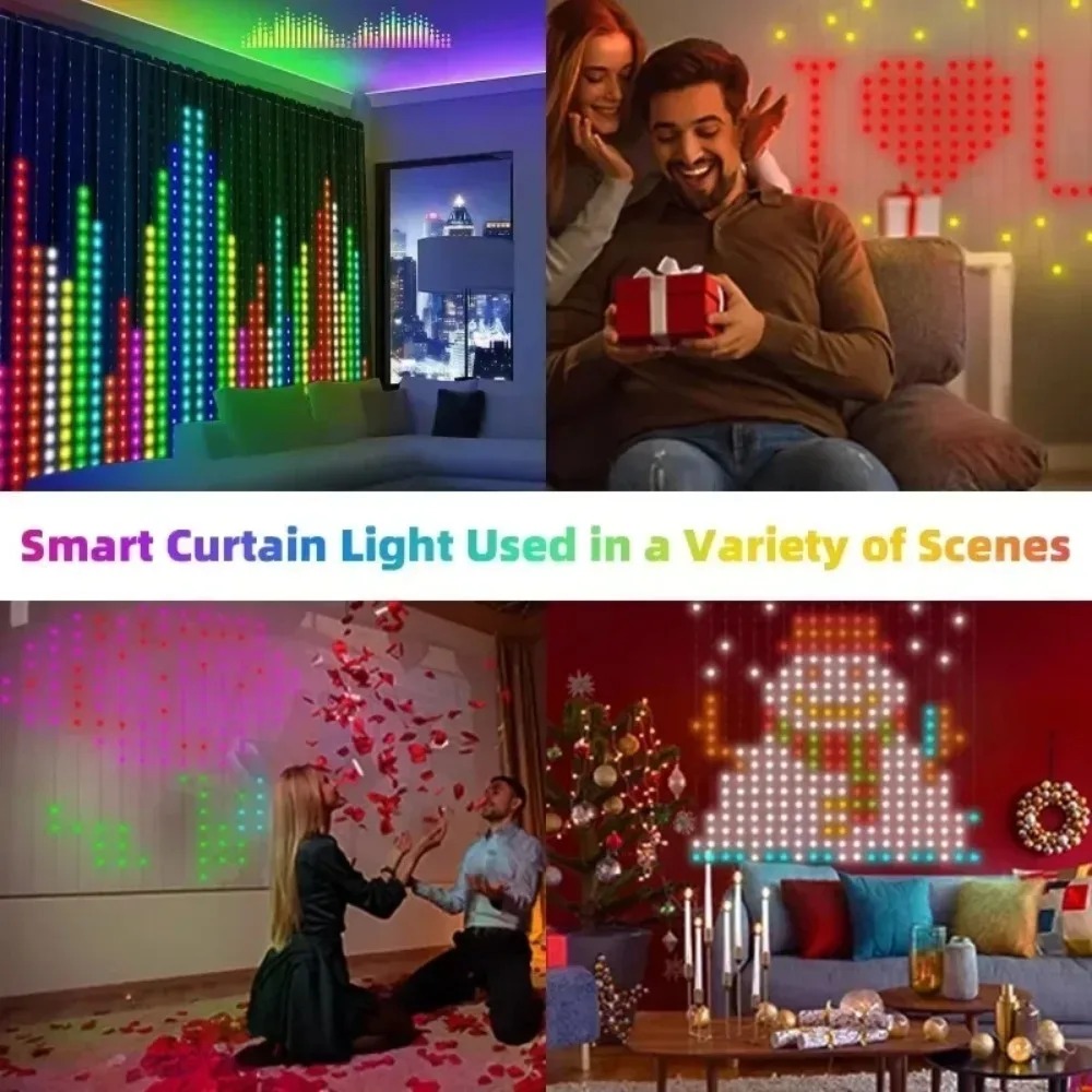 LEDピクセルカーテンライト、Bluetoothアプリで制御 - Lighting Christmas Decor のレビューと価格