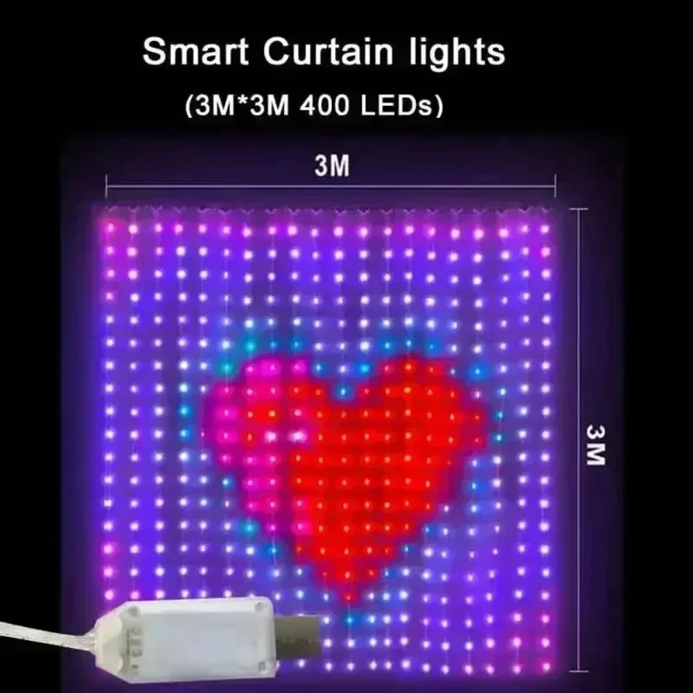 LEDピクセルカーテンライト、Bluetoothアプリで制御 - Lighting Christmas Decor のレビューと価格