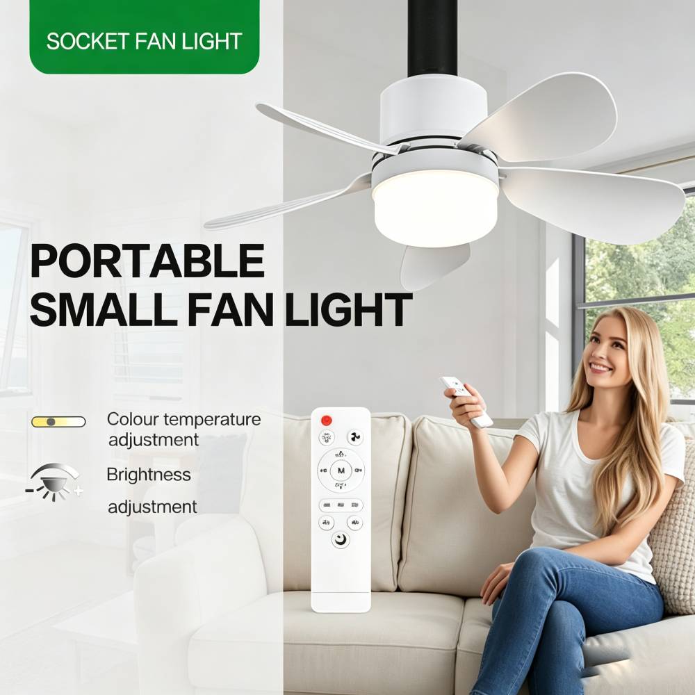リモコン付きソケットファンライト、LED付き小型シーリングフ - Led Lighting Decor のレビューと価格