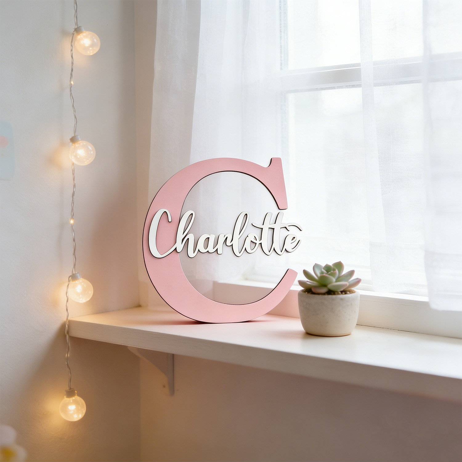 1個入り カスタム2層ライトパープルイニシャルレター木製ネー - Lighting Christmas Decor のレビューと価格