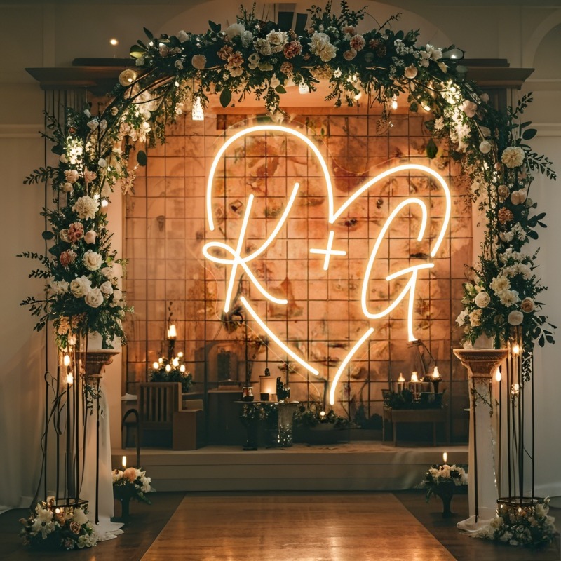 カスタムイニシャルハートLEDネオンサイン、結婚式パーティー - Lighting Christmas Decor のレビューと価格