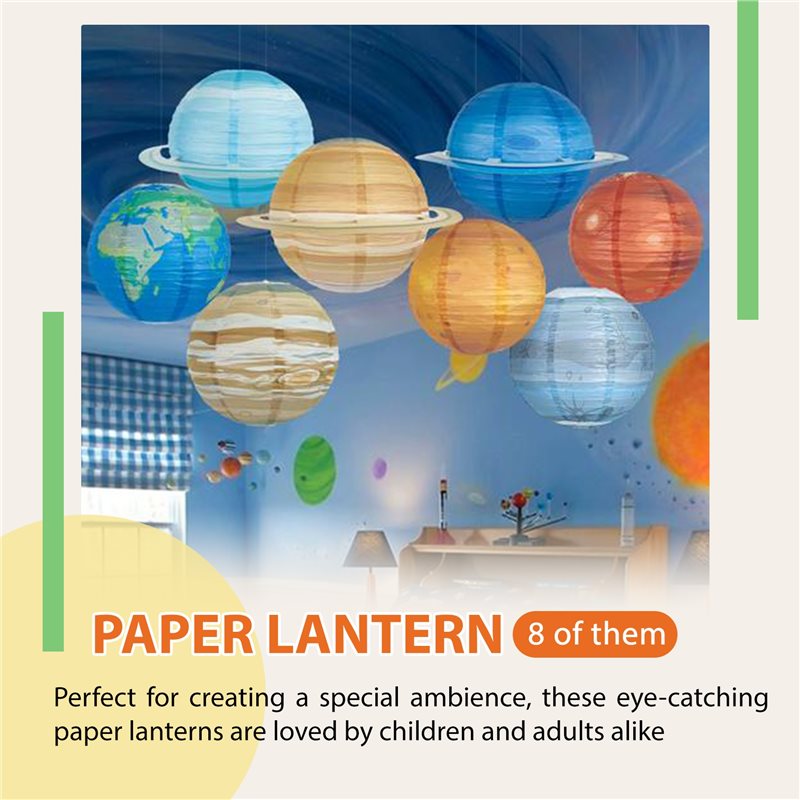 A93Z 8個入り宇宙紙提灯 マルチカラー太陽系惑星提灯 1 - Lantern Paper Solar のレビューと価格