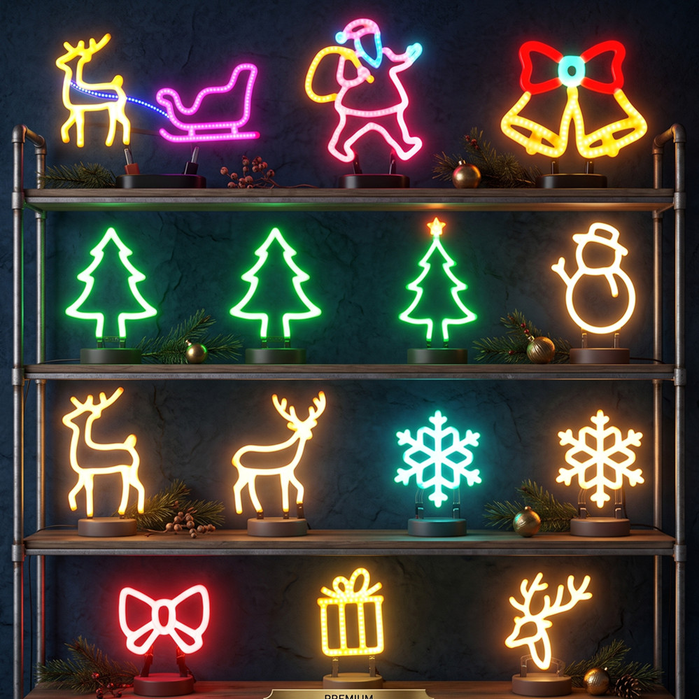 クリスマスデコレーション LEDネオンサインライト 鹿の頭  - Lighting Christmas Decor のレビューと価格