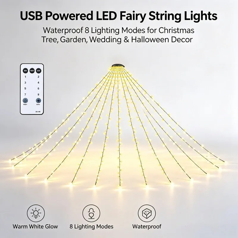 防水USB LEDストリングライト、クリスマスツリー、結婚式 - Lighting Christmas Decor のレビューと価格