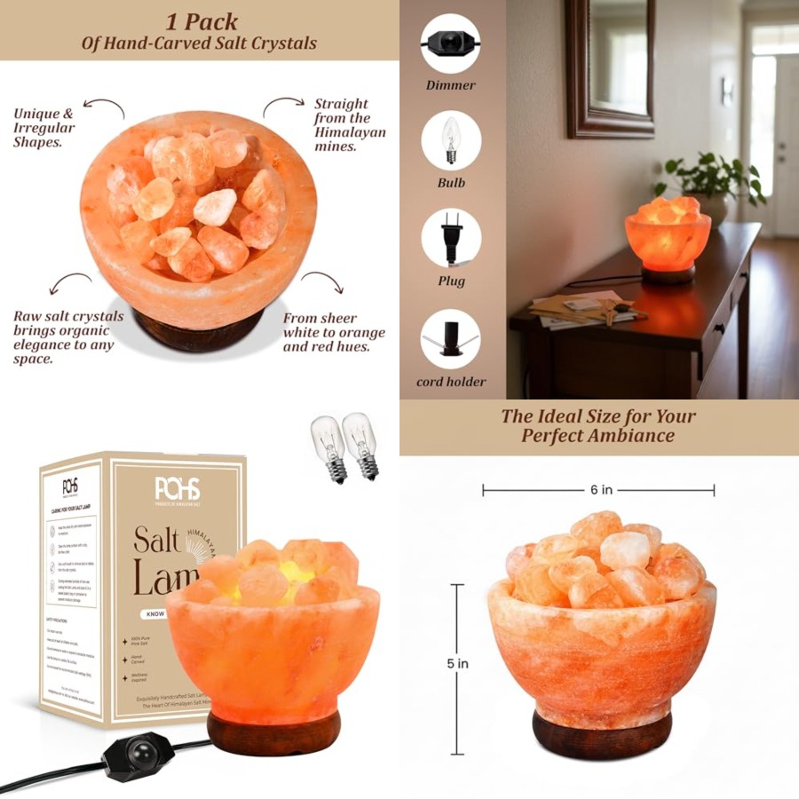 ヒマラヤピンクソルトランプボウル、パキスタン産本物、天然クリ - Himalayan Salt Lamp のレビューと価格