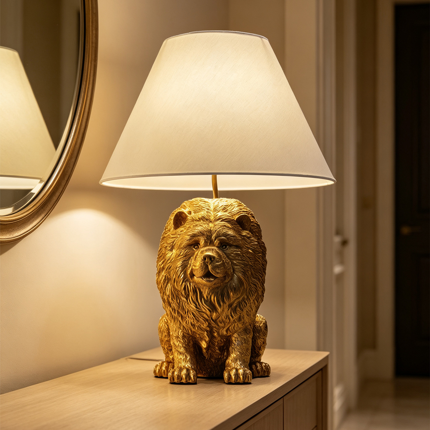 クリエイティブなチャウチャウの動物モチーフのレジン製デスクラ - Decor Lighting Lamps のレビューと価格