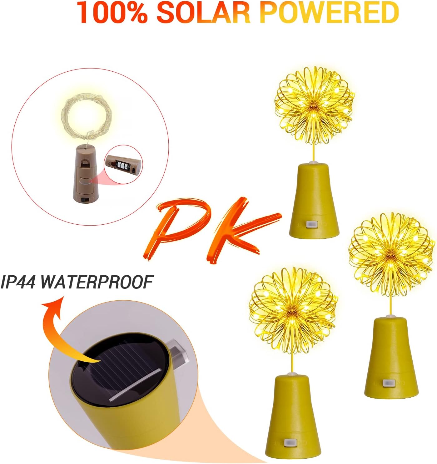 ソーラーワインボトルストリングライト 10個パック ウォーム - Lantern Paper Solar のレビューと価格