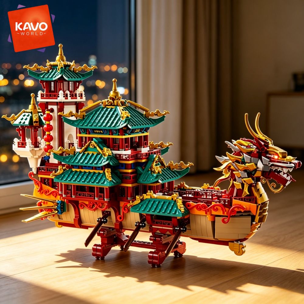 KAVOWORLD 2453ピース ドラゴンボート 組み立て - Lantern Paper Solar のレビューと価格