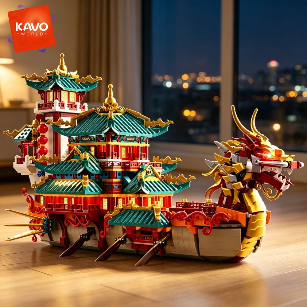 KAVOWORLD 2453ピース ドラゴンボート 組み立て - Lantern Paper Solar のレビューと価格