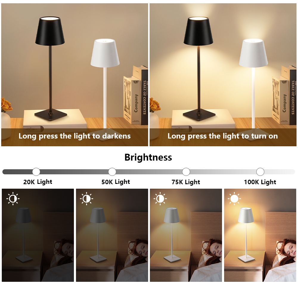 LED充電式デスクライトワイヤレステーブルランプ無段階調光タ - Led Lighting Decor のレビューと価格